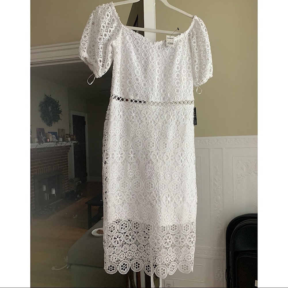 NWT Express white lace dress, size S